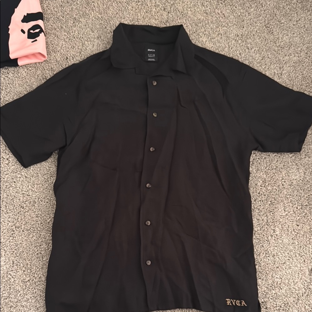 RVCA Black Casual Button Down Shirt